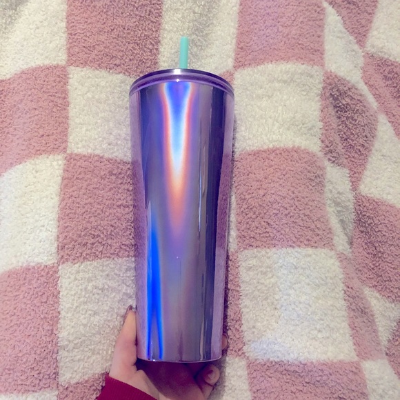 Starbucks Chrome Purple Tumbler with Mint Straw - Picture 2 of 4